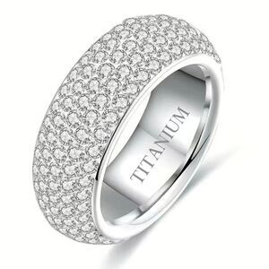 Titanium Ring with Mini Rhinestones - Elegance and Durability